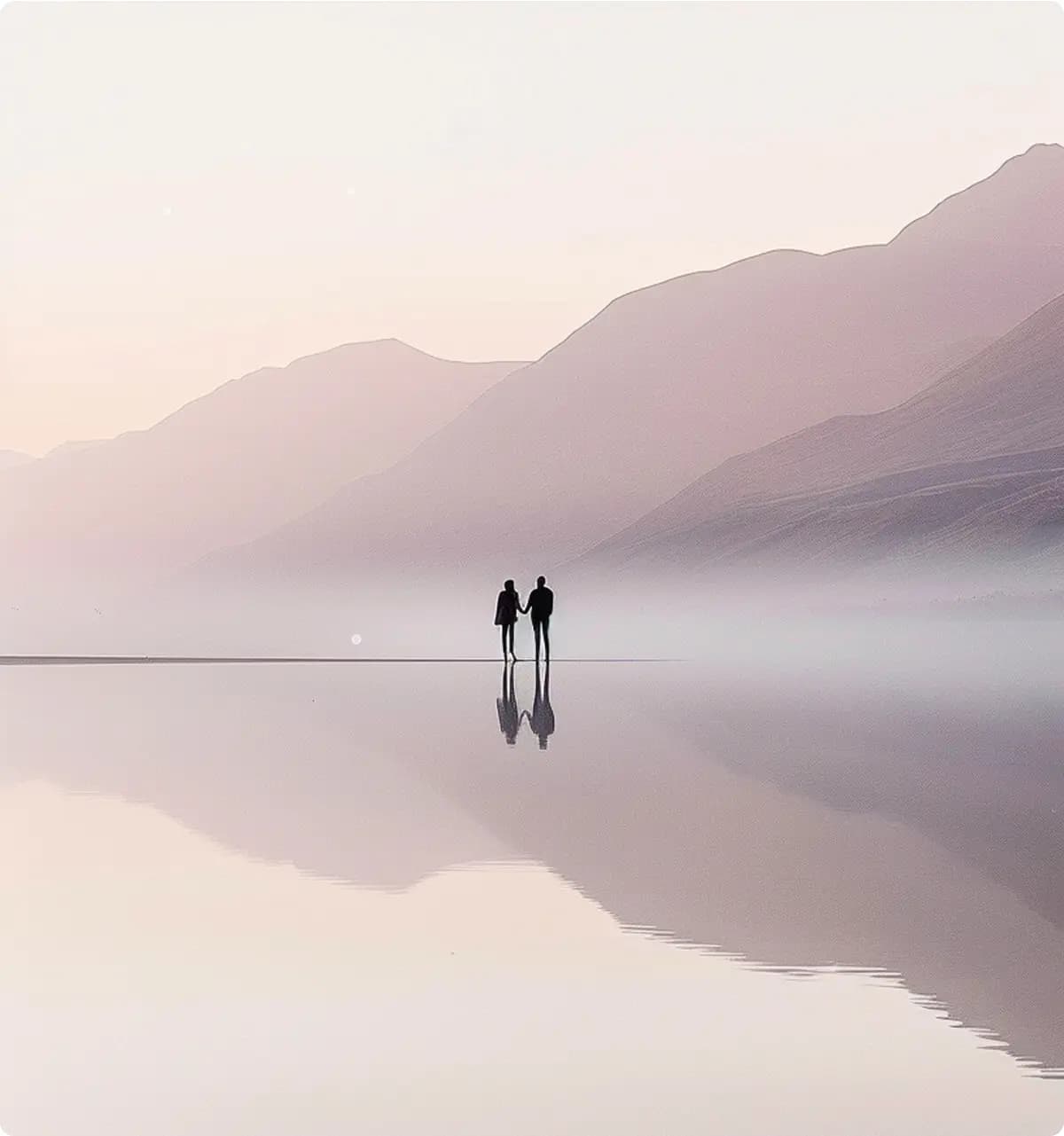 Avancer sereinement — couple au bord d'un lac